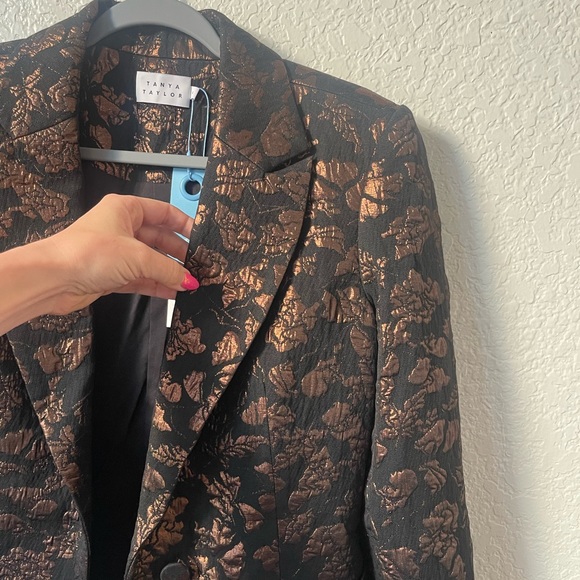 NEW Tanya Taylor Jared Jacquard Blazer Jacket Black and Gold Size 4 - Picture 5 of 8
